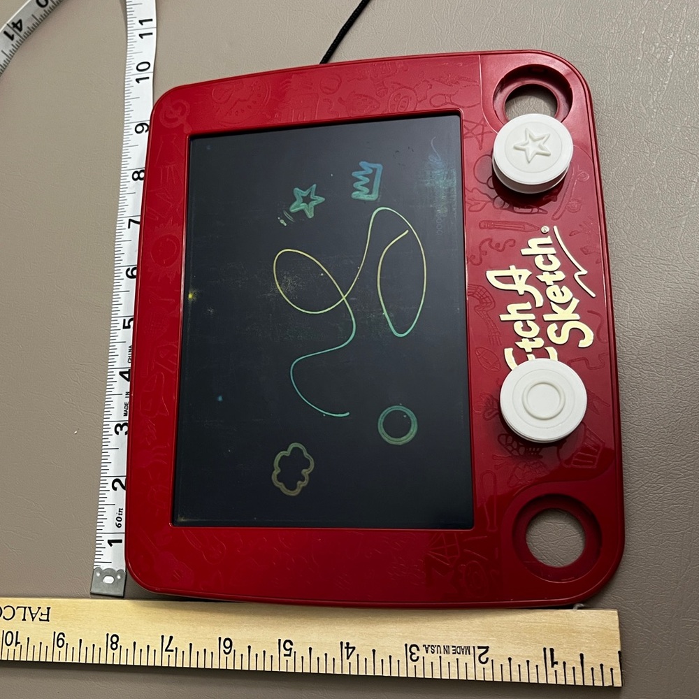 Etch A Sketch Red Drawing Pad Multicolored Screen Stylus Stampers toy - Picture 8 of 9